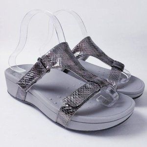 Vionic Pacific Ellie Wedge Snakeskin Sandals Comfort Metallic Print 7 Wide